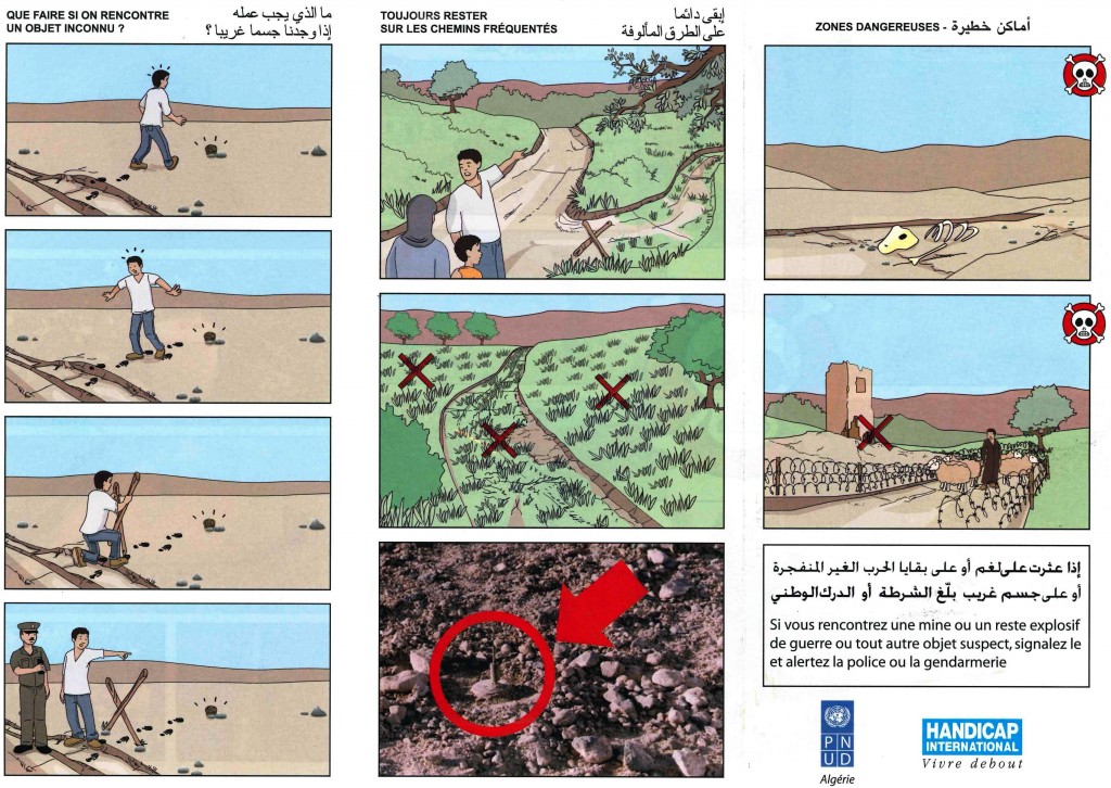 Tract de sensibilisation aux risques des mines.