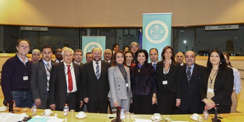 EP President with the network of Mayors of the Mediterranean Eco-Towns Project.